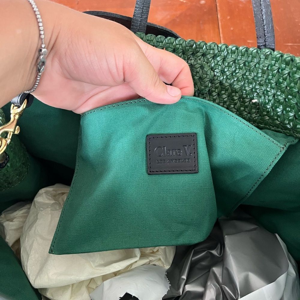 Clare V Green Woven Tote Bag - Picture 13 of 15